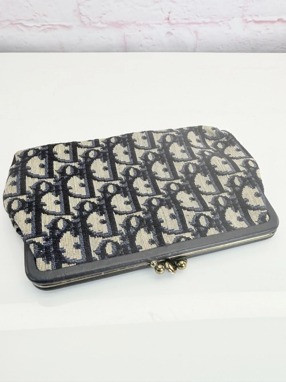 Christian Dior Trotteur Vintage Classic Navy Kisslock Vintage Clasp Wallet
